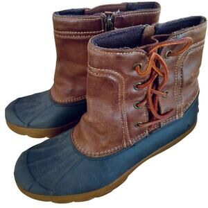 4848)Sperry Women Top Sider Quarter Saltwater Wedge Leather Lace Duck Boots 10M